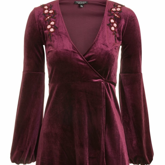topshop velvet wrap dress
